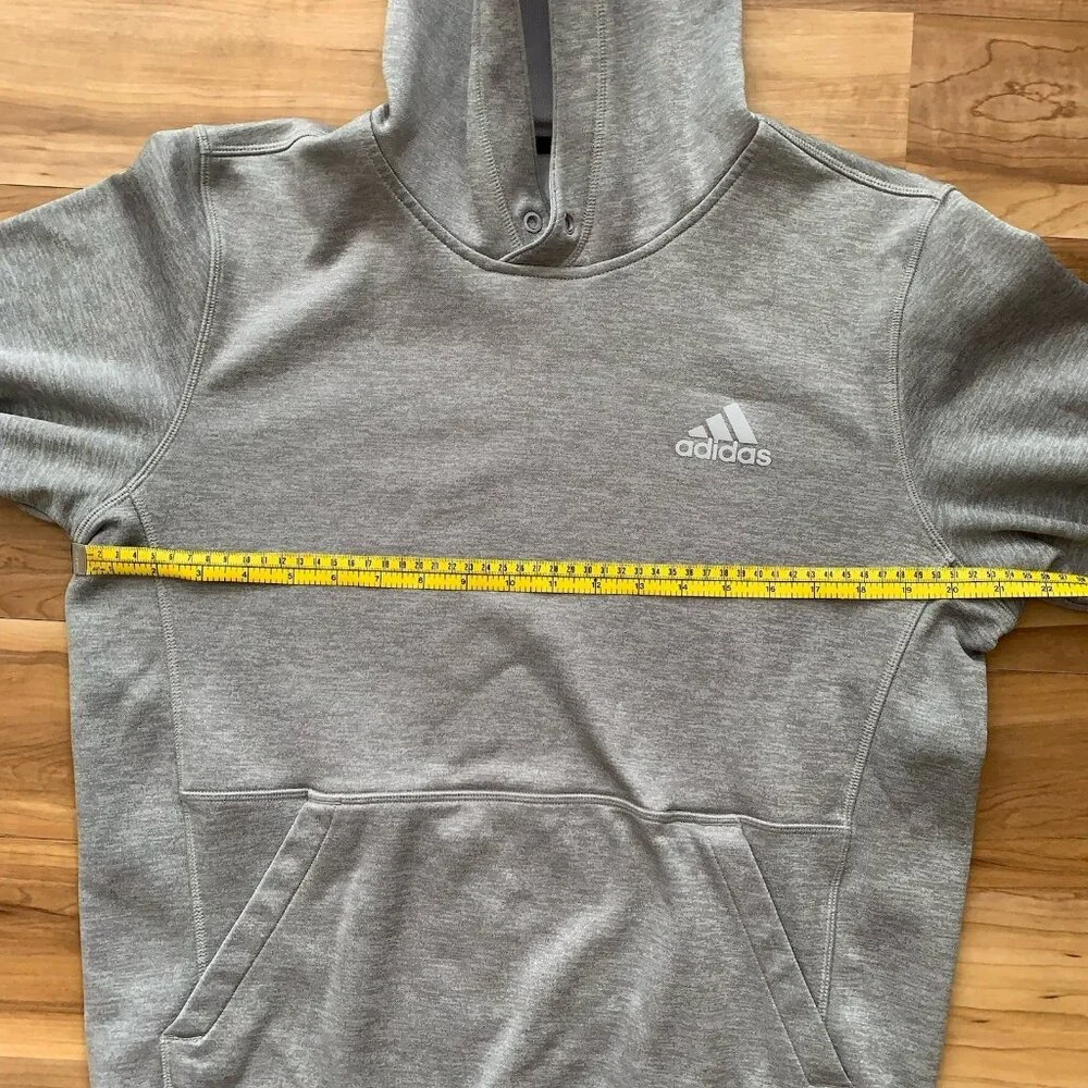 Adidas Sweatshirt Men’s Medium Gray Hoodie Pullover Climawarm Knit Fleece Logo